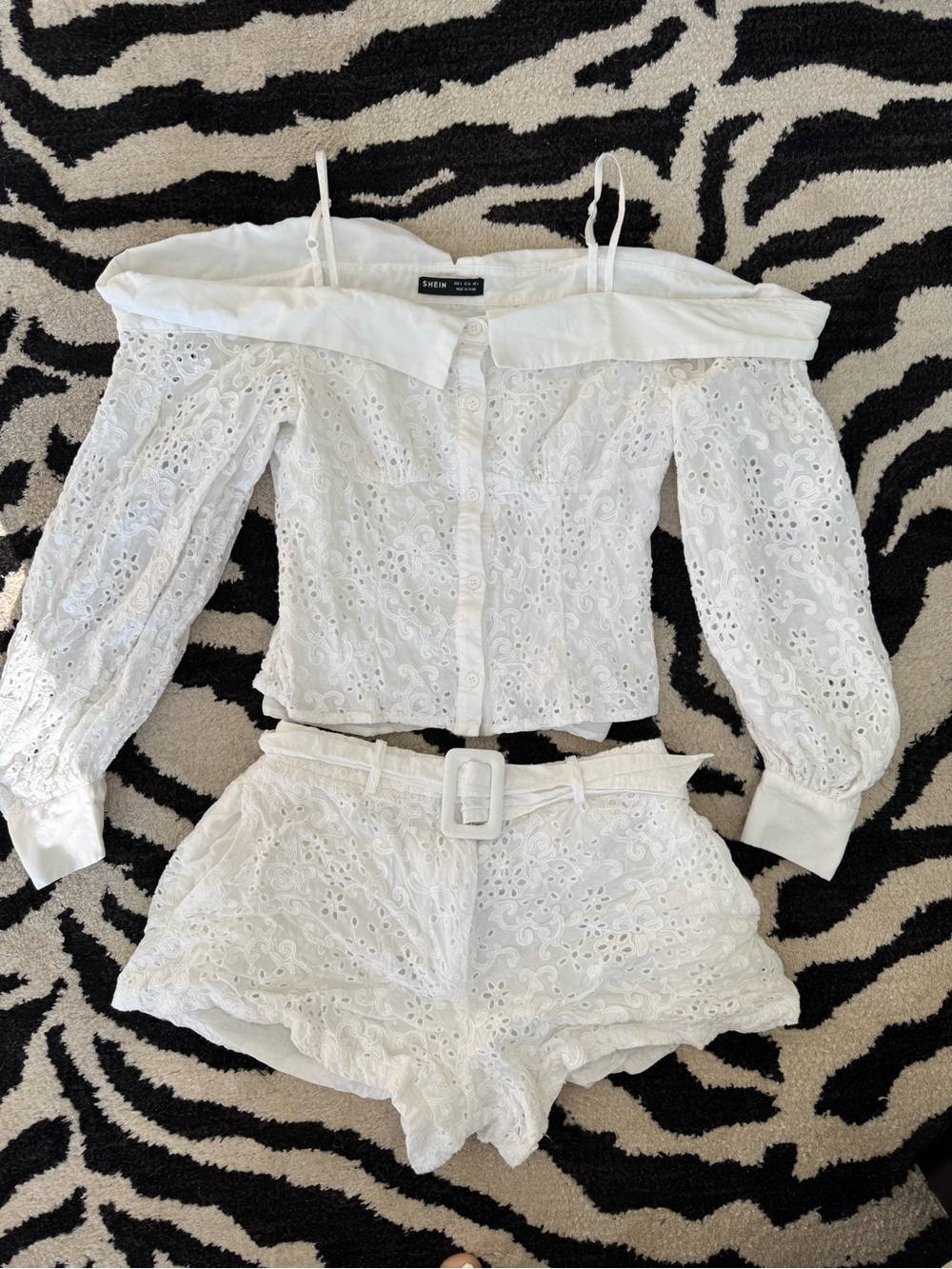 SHEIN Eyelet Lace Two- Piece Set